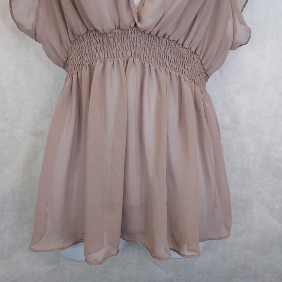 Mirumi Sheer Blouse Women's M/L Deep V-Neck Babydoll Feminine Coquette Ethereal - Picture 4 of 15